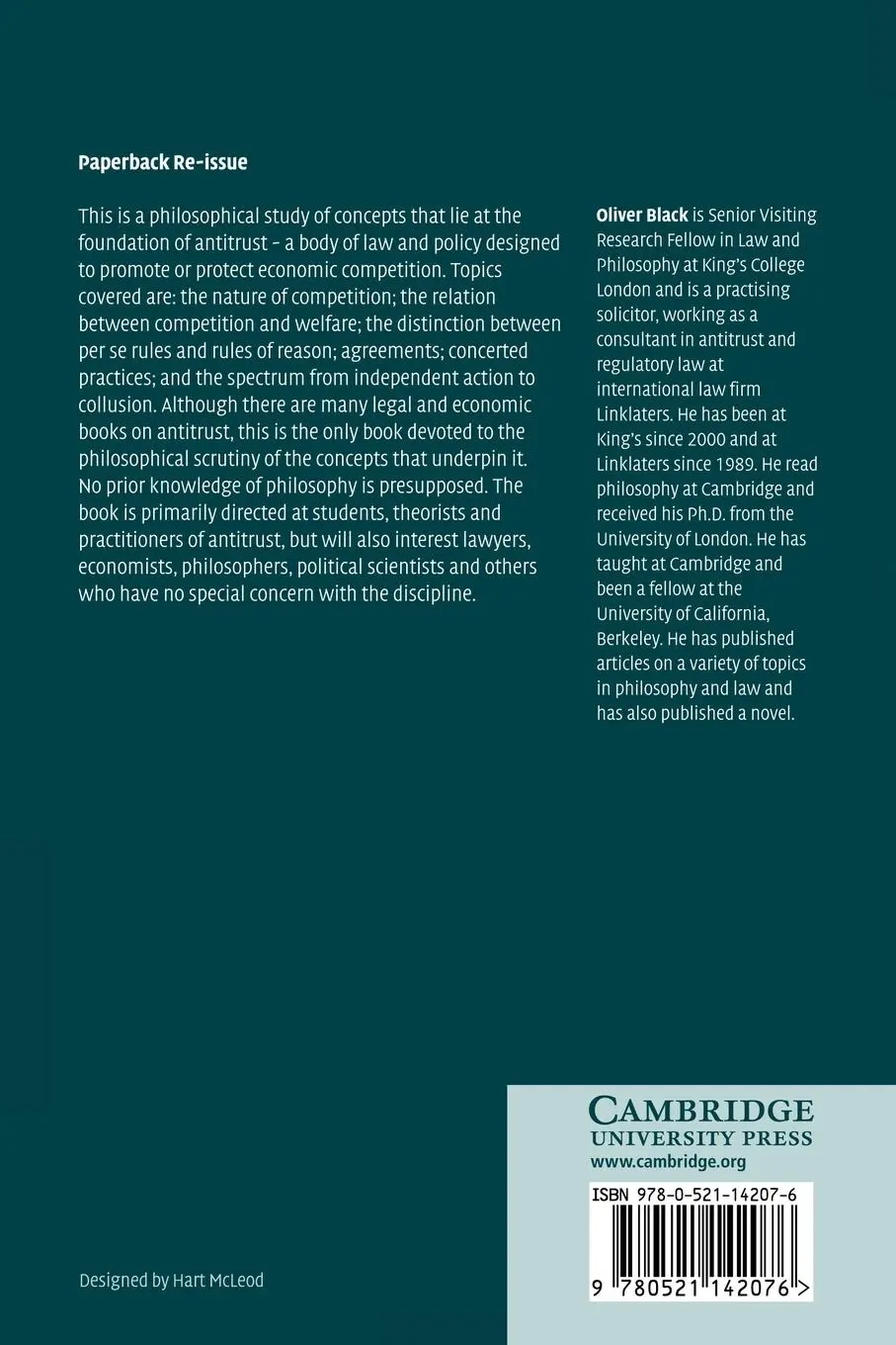 Rückseite: 9780521142076 | Conceptual Foundations of Antitrust | Oliver Black | Taschenbuch