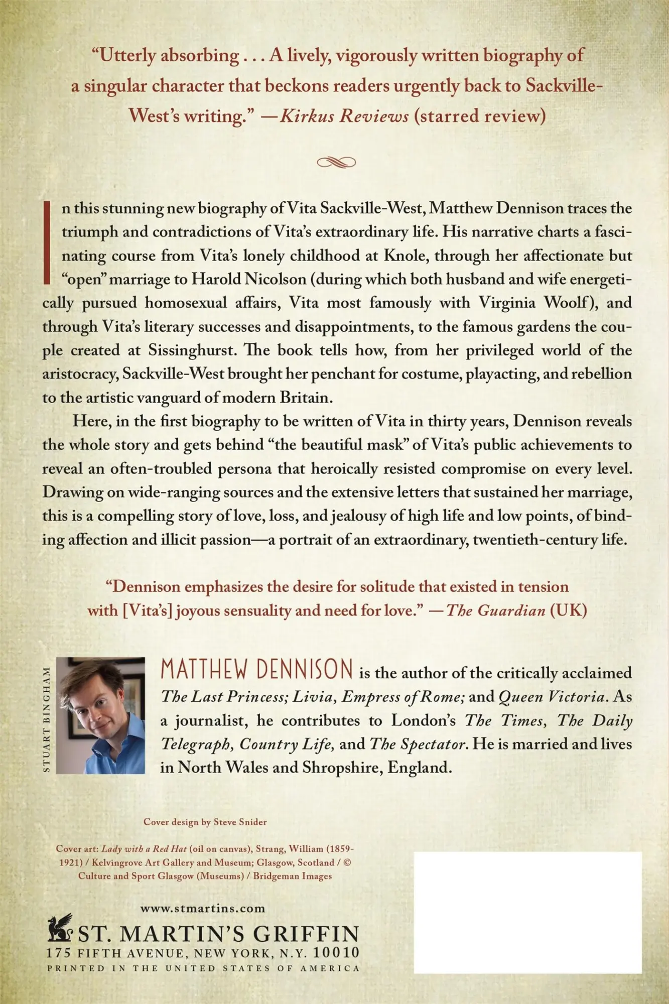 Rückseite: 9781250092076 | BEHIND THE MASK | THE LIFE OF VITA S | Matthew Dennison | Taschenbuch