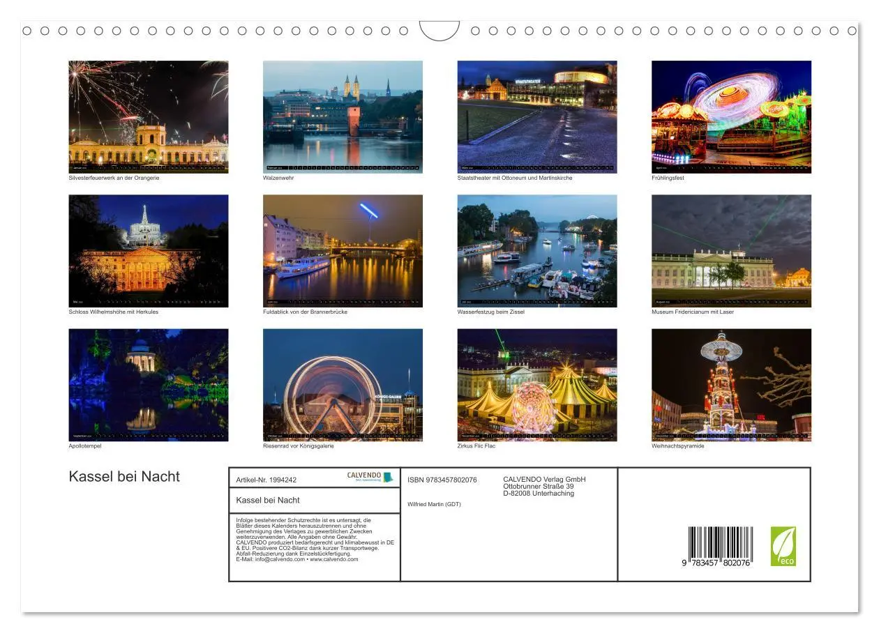 Bild: 9783457802076 | Kassel bei Nacht (Wandkalender 2026 DIN A3 quer), CALVENDO...