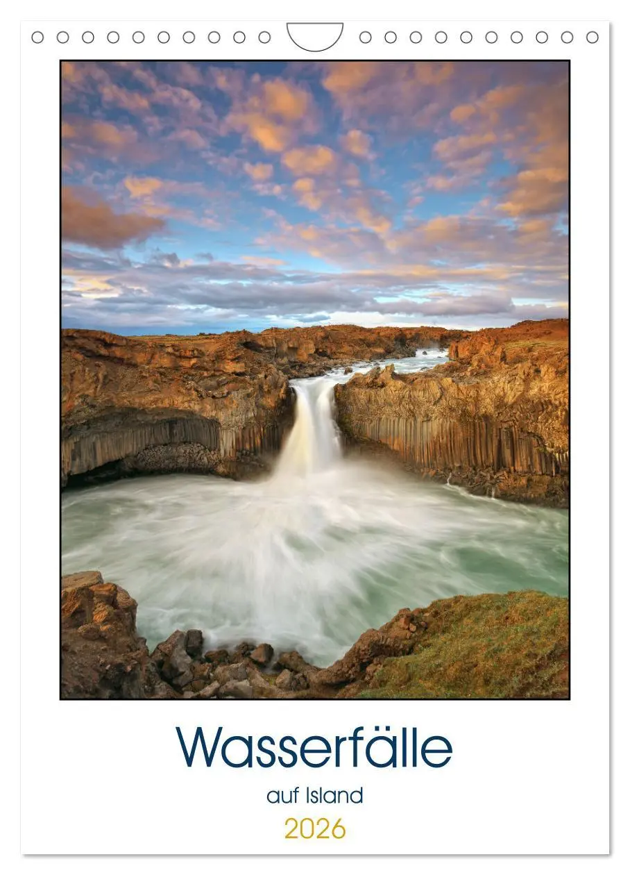Cover: 9783516372076 | Wasserfälle auf Island (Wandkalender 2026 DIN A4 hoch), CALVENDO...