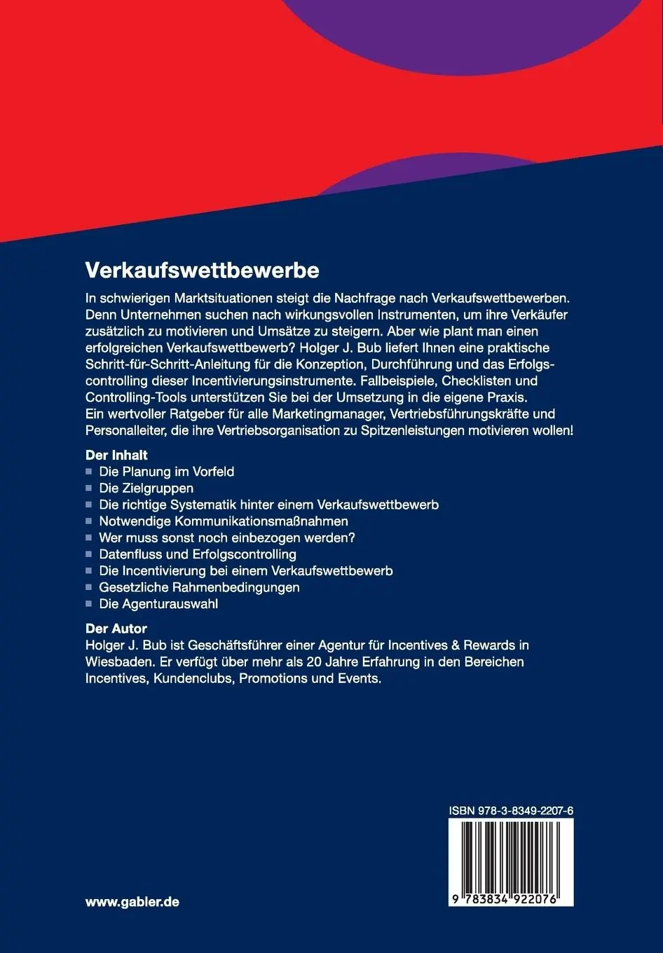 Rückseite: 9783834922076 | Verkaufswettbewerbe | Planung, Durchführung und Erfolgskontrolle | Bub