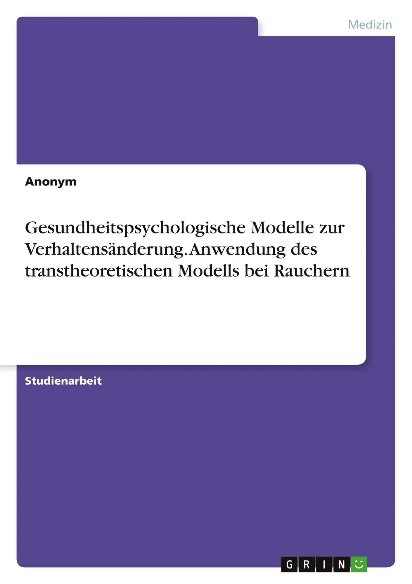 Cover: 9783389032176 | Gesundheitspsychologische Modelle zur Verhaltensänderung. Anwendung...