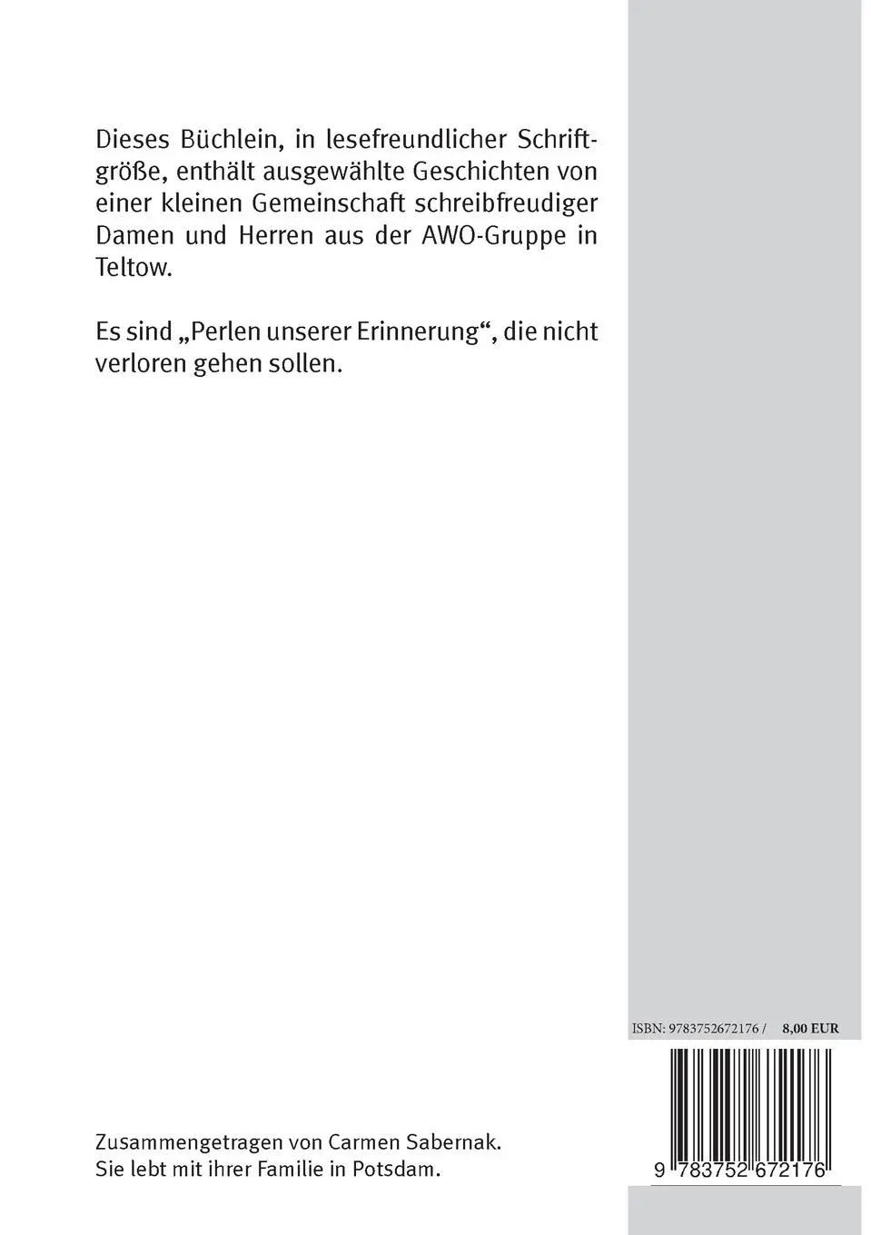 Rückseite: 9783752672176 | Durch das Jahr | Perlen unserer Erinnerung | Carmen Sabernak | Buch