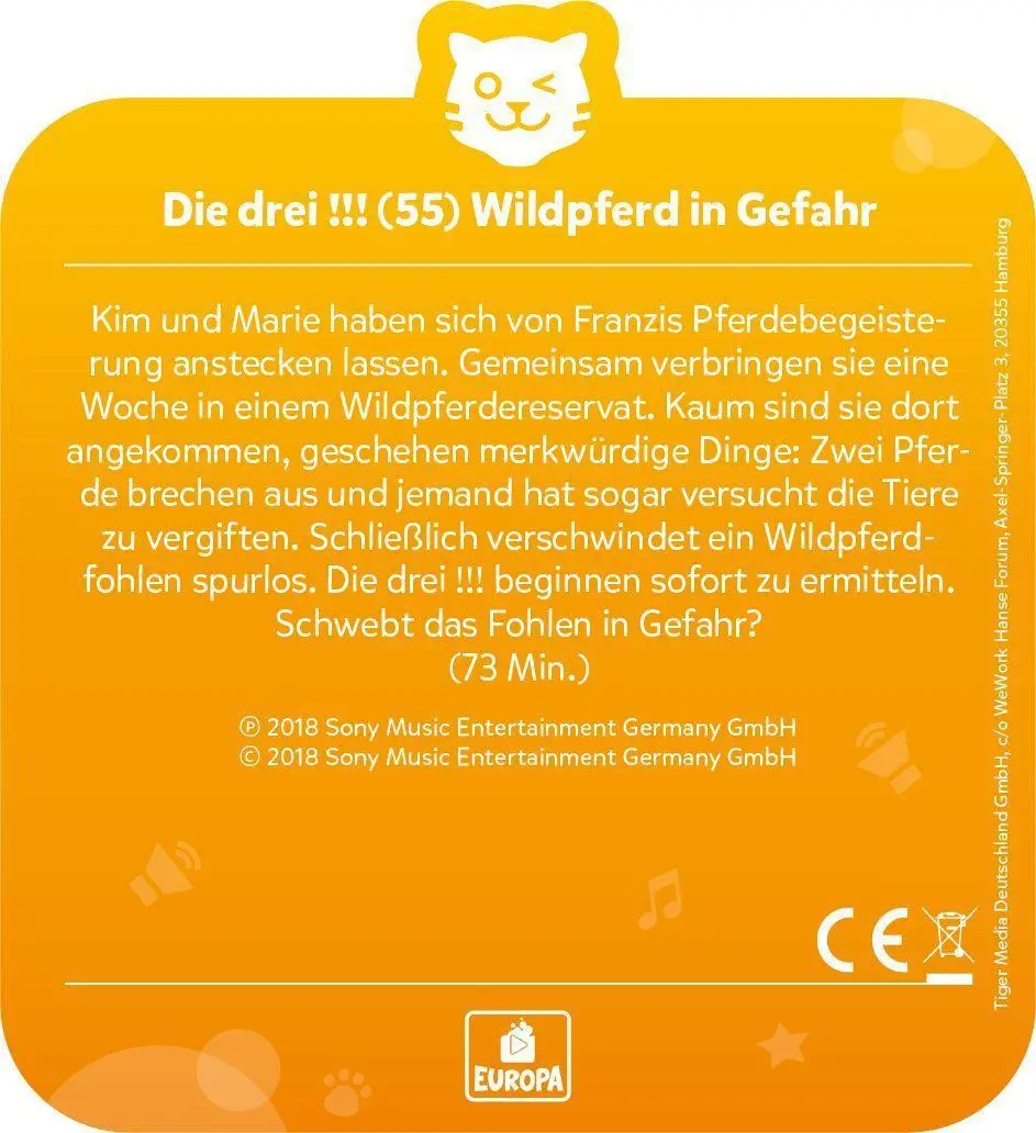Bild: 4260535482276 | tigercard - Die drei !!! - Folge 55: Wildpferd in Gefahr | Deutsch