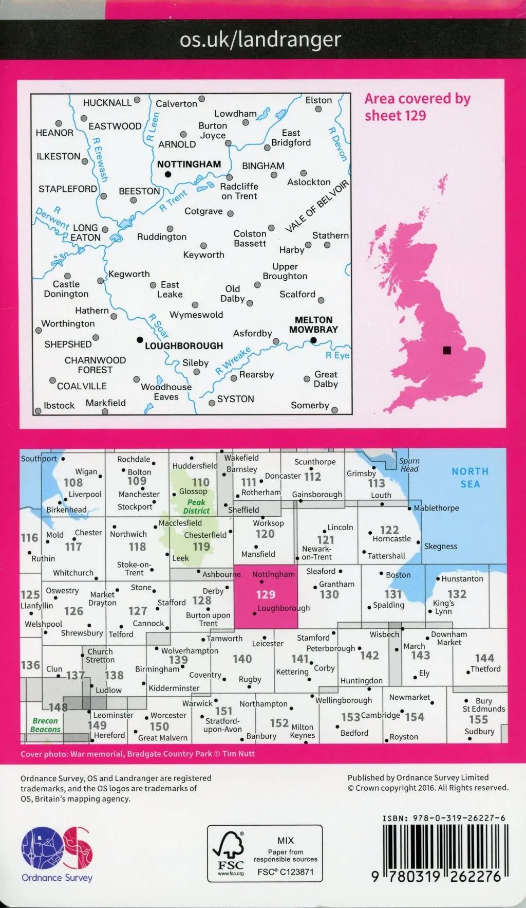 Bild: 9780319262276 | Nottingham &amp; Loughborough, Melton Mowbray | Ordnance Survey | Englisch