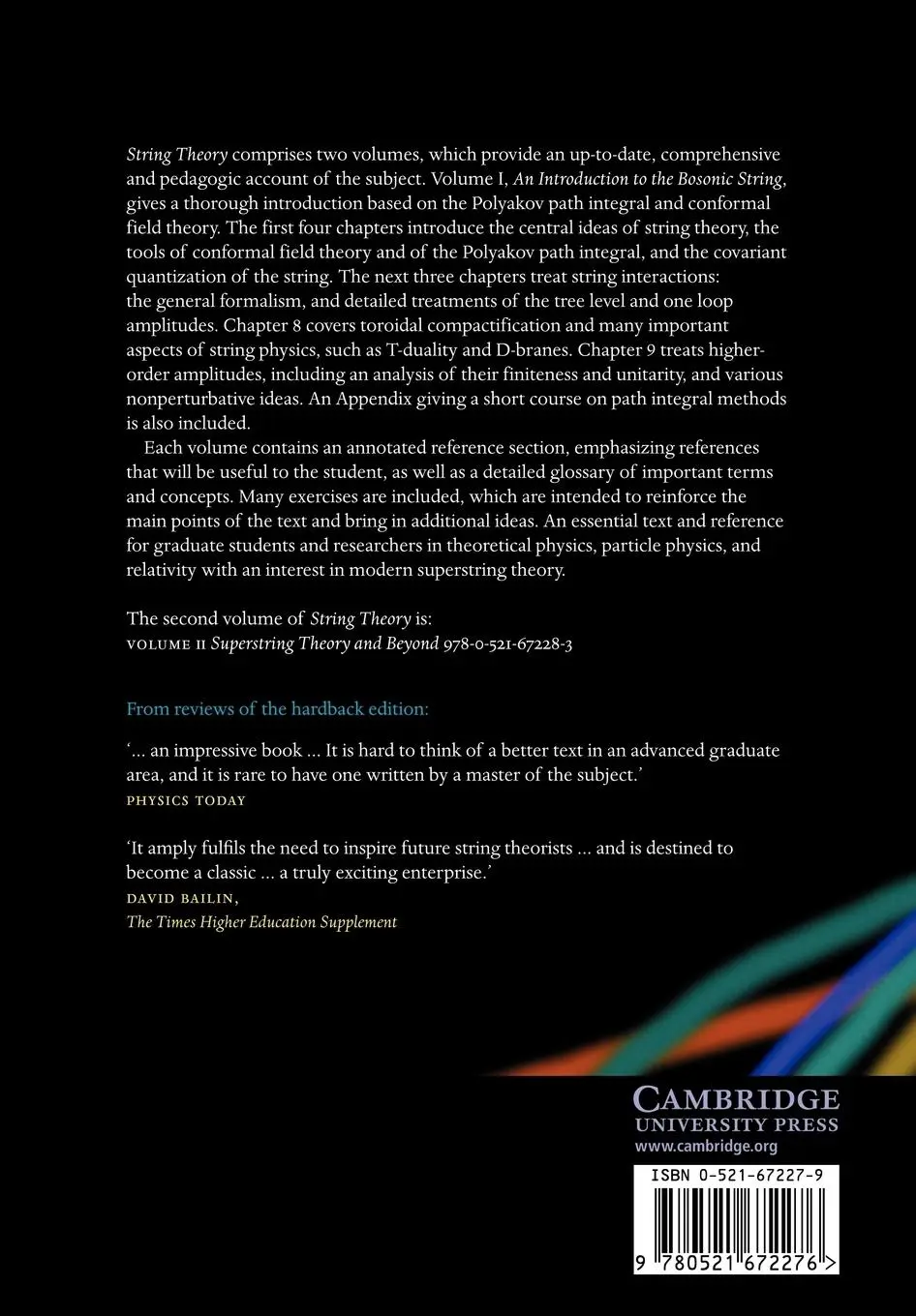 Rückseite: 9780521672276 | String Theory, Volume 1 | An Introduction to the Bosonic String | Buch
