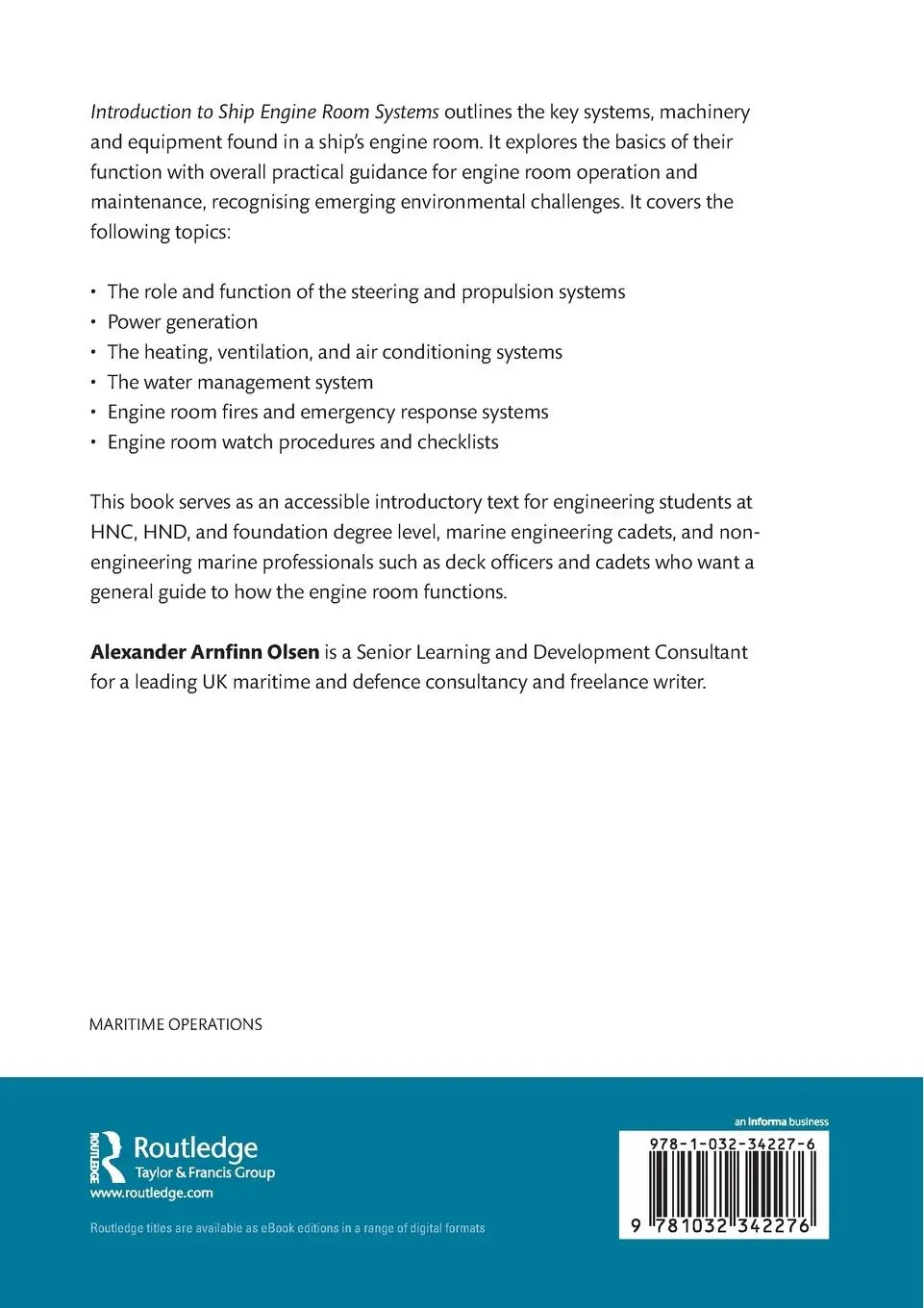 Rückseite: 9781032342276 | Introduction to Ship Engine Room Systems | Alexander Arnfinn Olsen