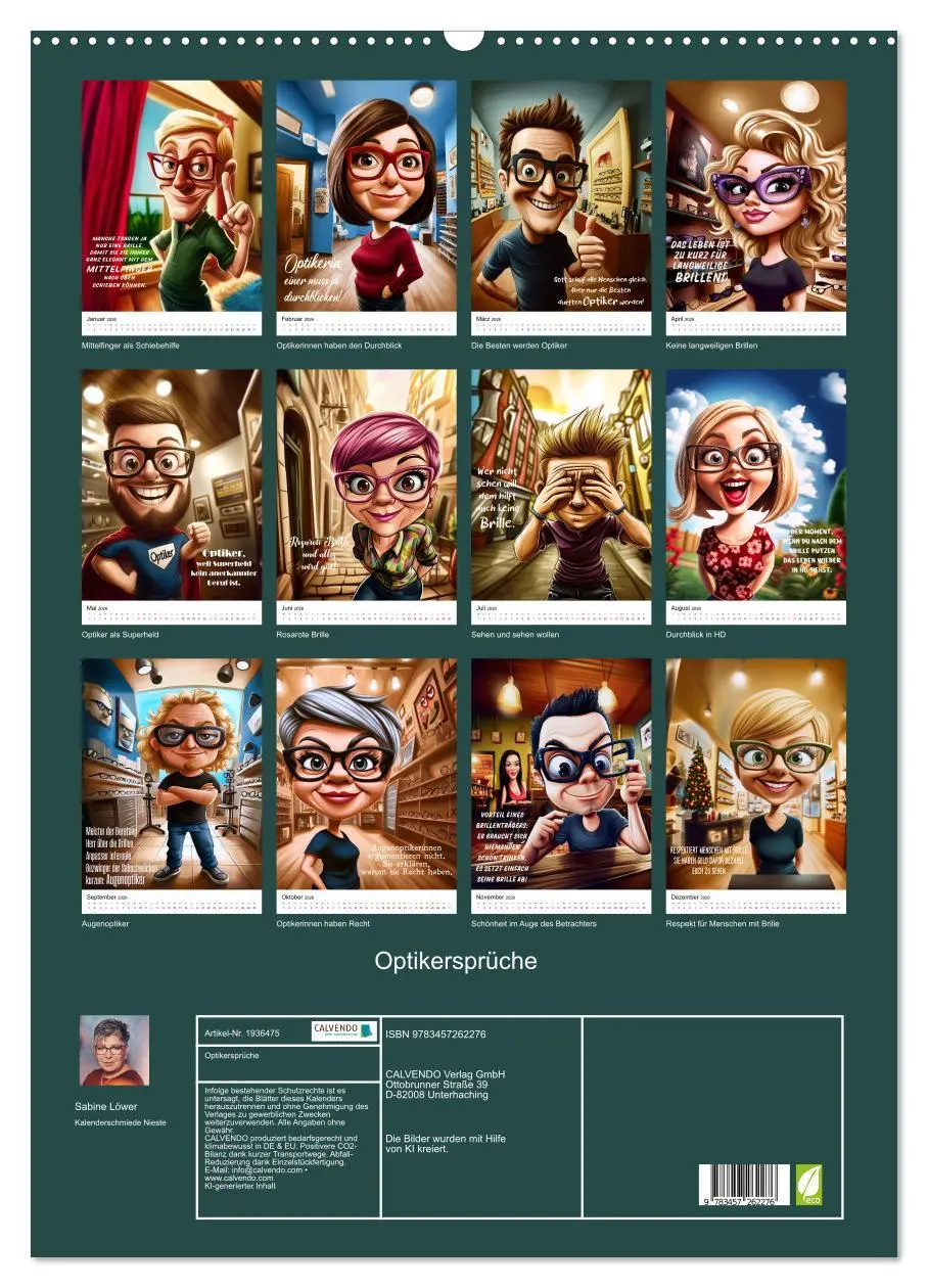 Bild: 9783457262276 | Optikersprüche (Wandkalender 2026 DIN A2 hoch), CALVENDO...