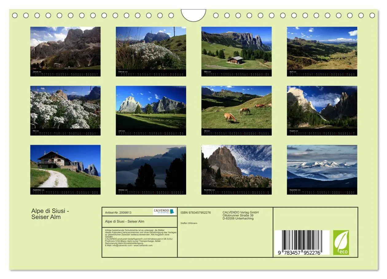 Bild: 9783457952276 | Alpe di Siusi - Seiser Alm (Wandkalender 2026 DIN A4 quer),...