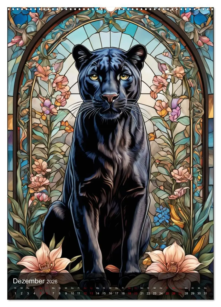 Bild: 9783516282276 | Wildtiere und Glaskunst im Tiffany Stil (Wandkalender 2026 DIN A2...