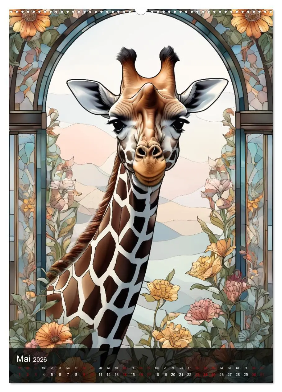 Bild: 9783516282276 | Wildtiere und Glaskunst im Tiffany Stil (Wandkalender 2026 DIN A2...