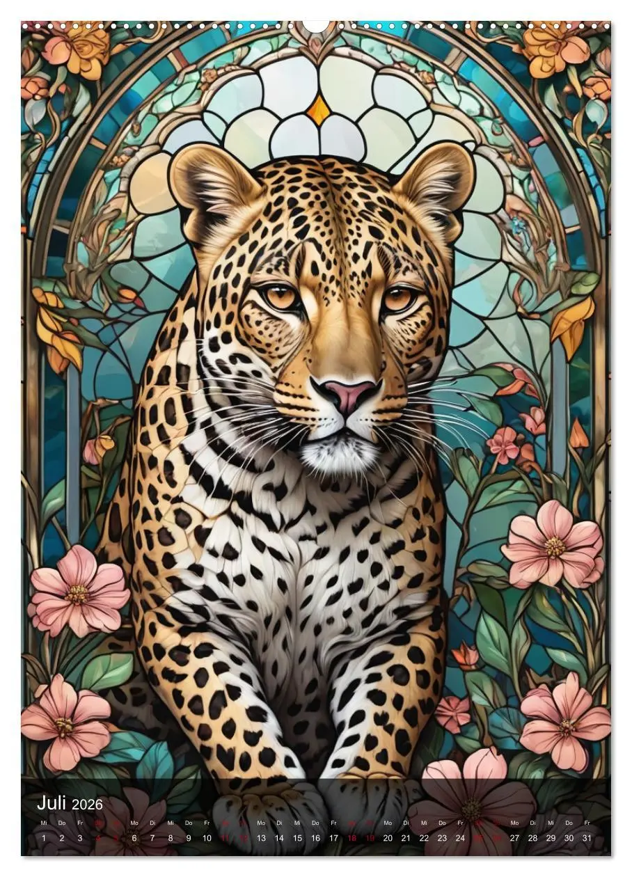 Bild: 9783516282276 | Wildtiere und Glaskunst im Tiffany Stil (Wandkalender 2026 DIN A2...