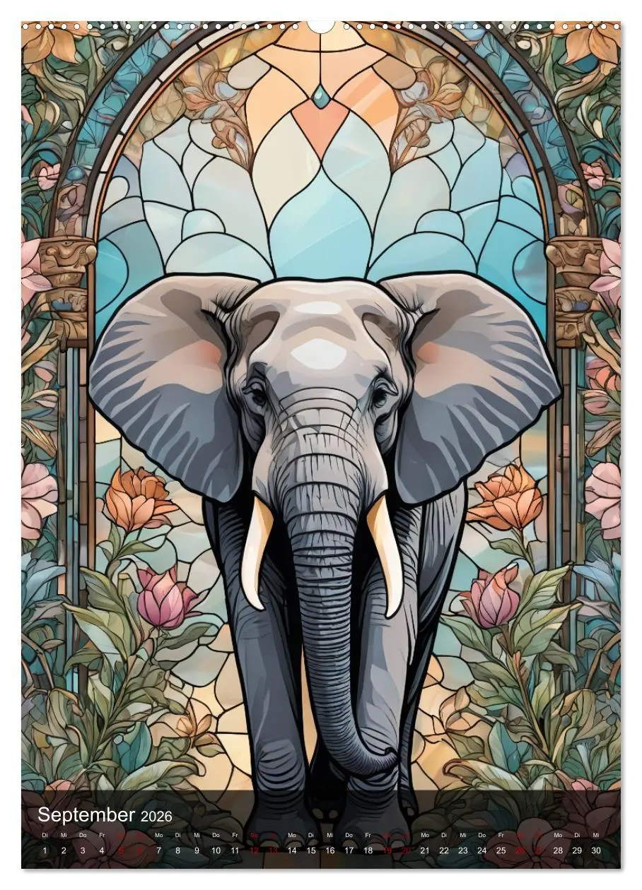 Bild: 9783516282276 | Wildtiere und Glaskunst im Tiffany Stil (Wandkalender 2026 DIN A2...