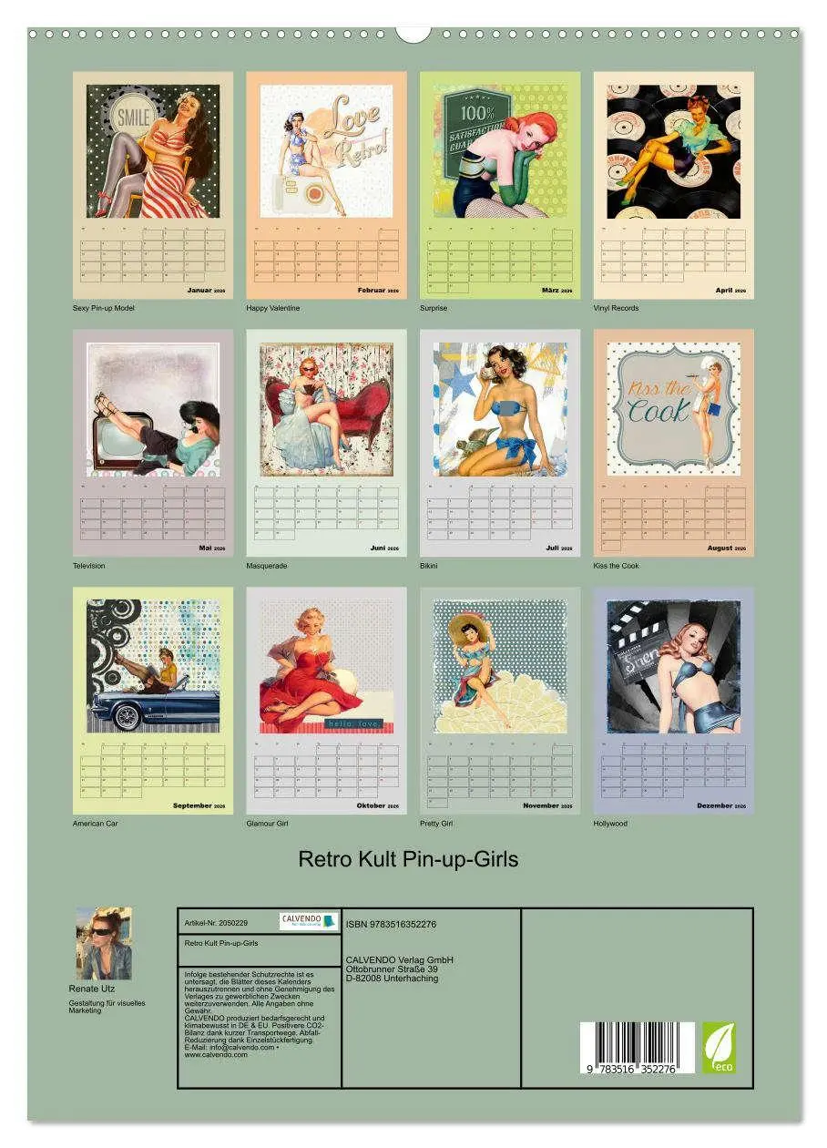 Bild: 9783516352276 | Retro Kult Pin-up-Girls (hochwertiger Premium Wandkalender 2026 DIN...