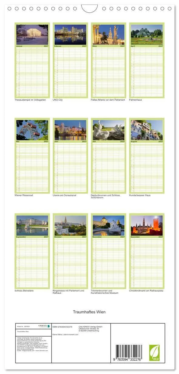 Bild: 9783594332276 | Familienplaner 2027 - Traumhaftes Wien mit 5 Spalten (Wandkalender,...