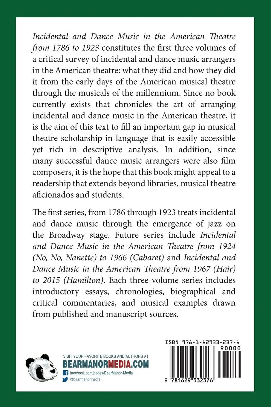 Rückseite: 9781629332376 | Incidental and Dance Music in the American Theatre from 1786 to 1923