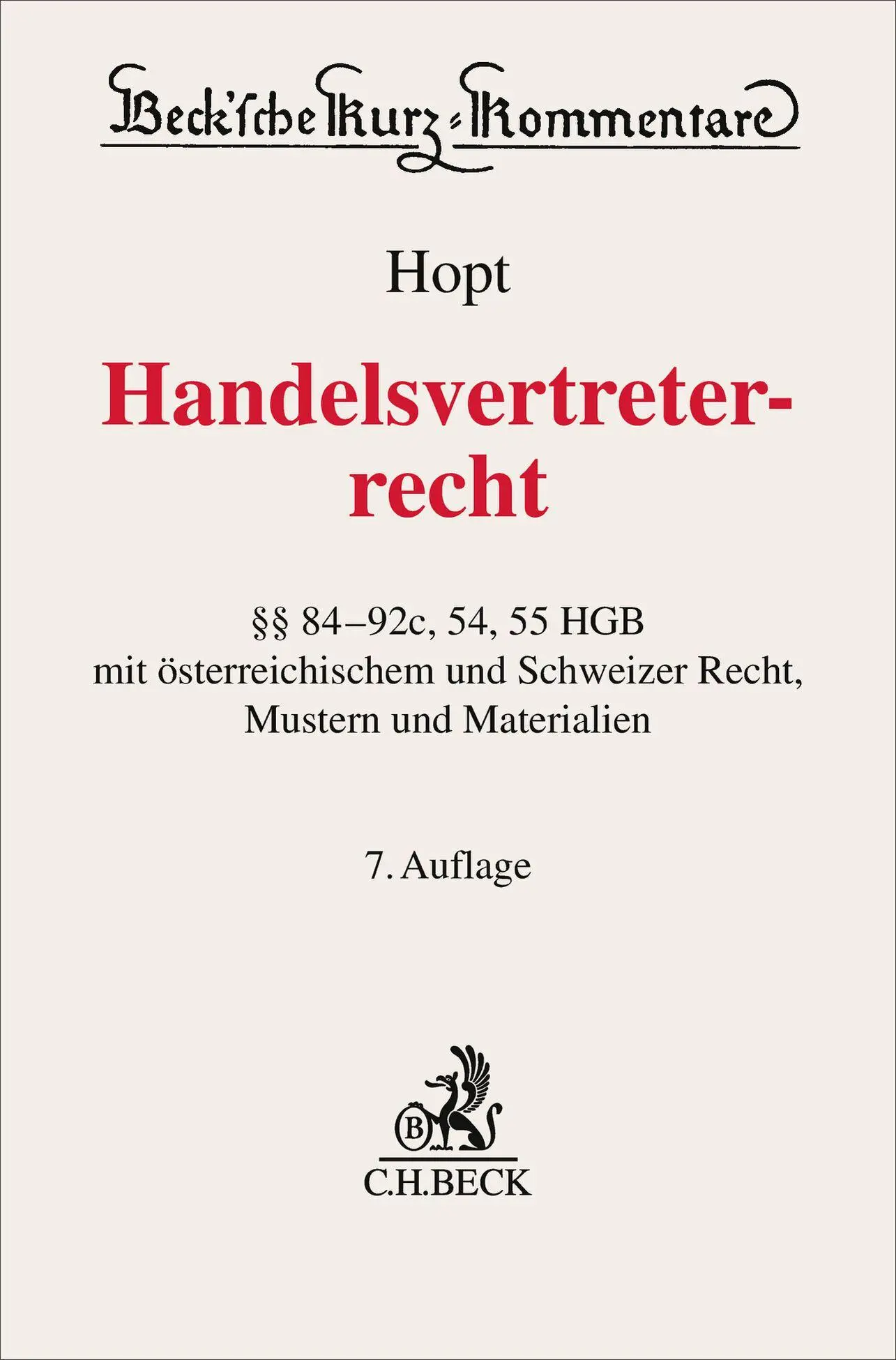 Cover: 9783406832376 | Handelsvertreterrecht | Buch | Beck Kurzkommentare | XXVI | Deutsch