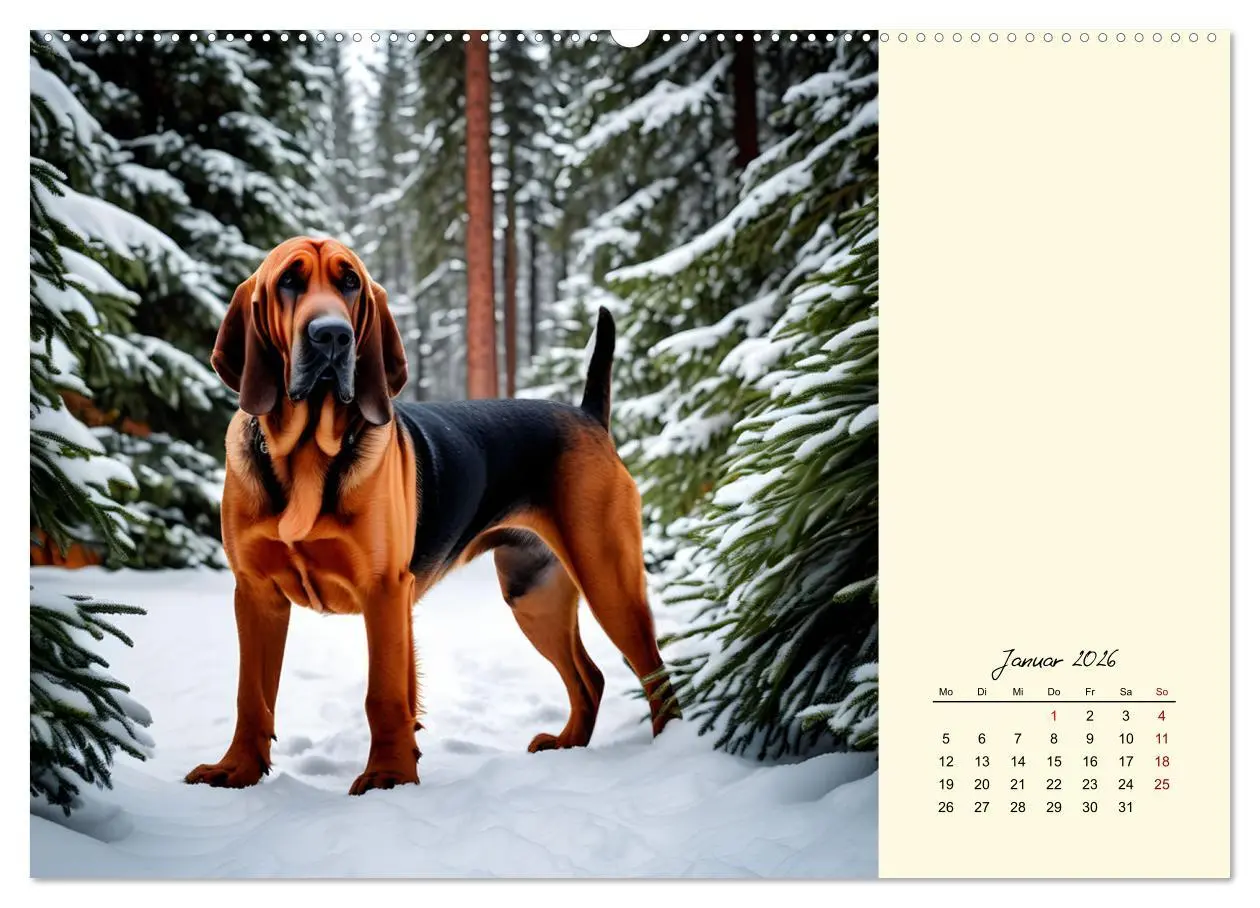Bild: 9783457252376 | Bloodhound - Mächtige Spürnase (Wandkalender 2026 DIN A2 quer),...