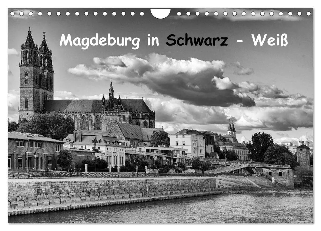 Cover: 9783516032376 | Magdeburg in Schwarz - Weiß (Wandkalender 2026 DIN A4 quer),...