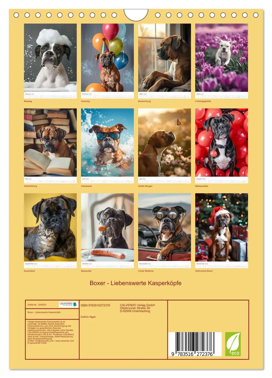 Bild: 9783516272376 | Boxer - Liebenswerte Kasperköpfe (Wandkalender 2026 DIN A4 hoch),...