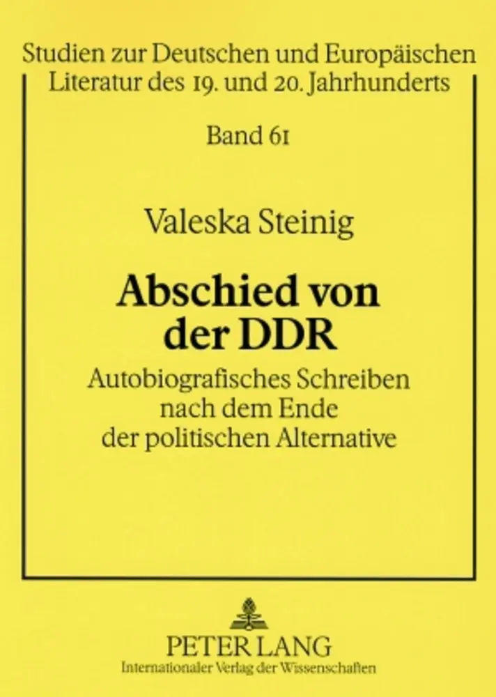 Cover: 9783631562376 | Abschied von der DDR | Valeska Steinig | Taschenbuch | Deutsch