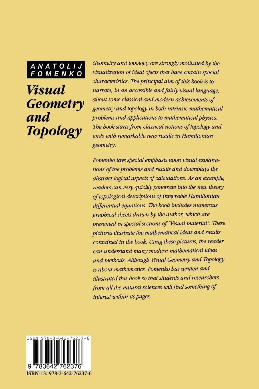 Rückseite: 9783642762376 | Visual Geometry and Topology | Anatolij T. Fomenko | Taschenbuch | xvi