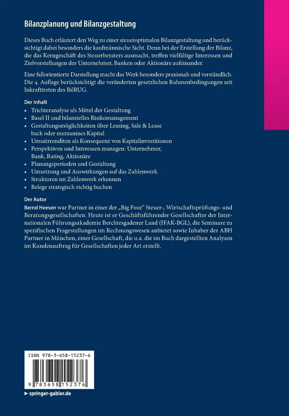 Rückseite: 9783658152376 | Bilanzplanung und Bilanzgestaltung | Fallorientierte Bilanzerstellung