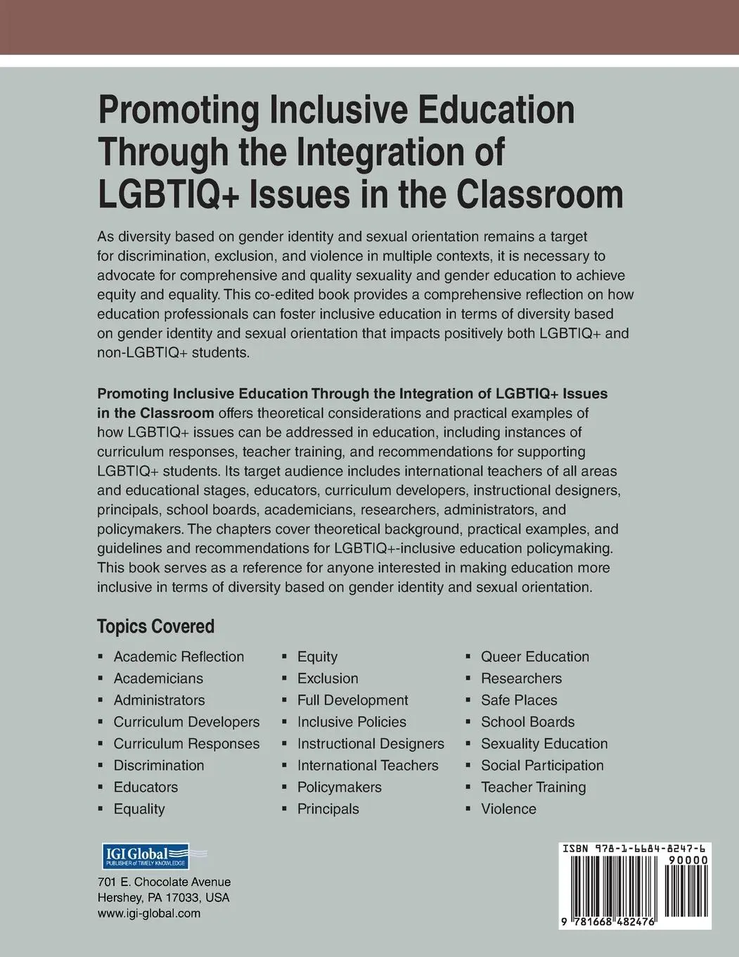 Rückseite: 9781668482476 | Promoting Inclusive Education Through the Integration of LGBTIQ+...