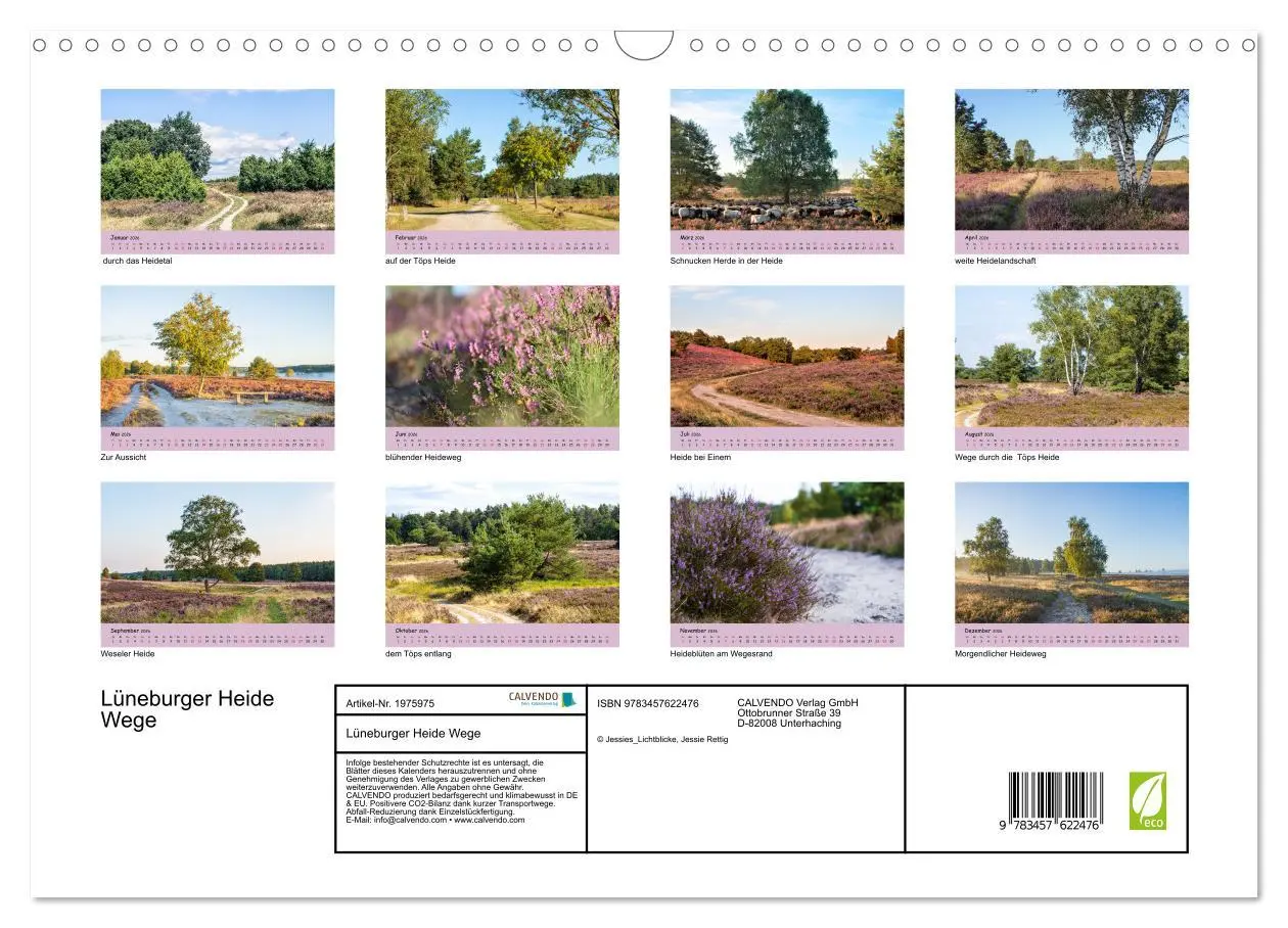 Bild: 9783457622476 | Lüneburger Heide Wege (Wandkalender 2026 DIN A3 quer), CALVENDO...