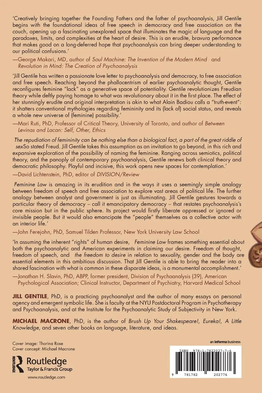 Rückseite: 9781782202776 | Feminine Law | Freud, Free Speech, and the Voice of Desire | Buch