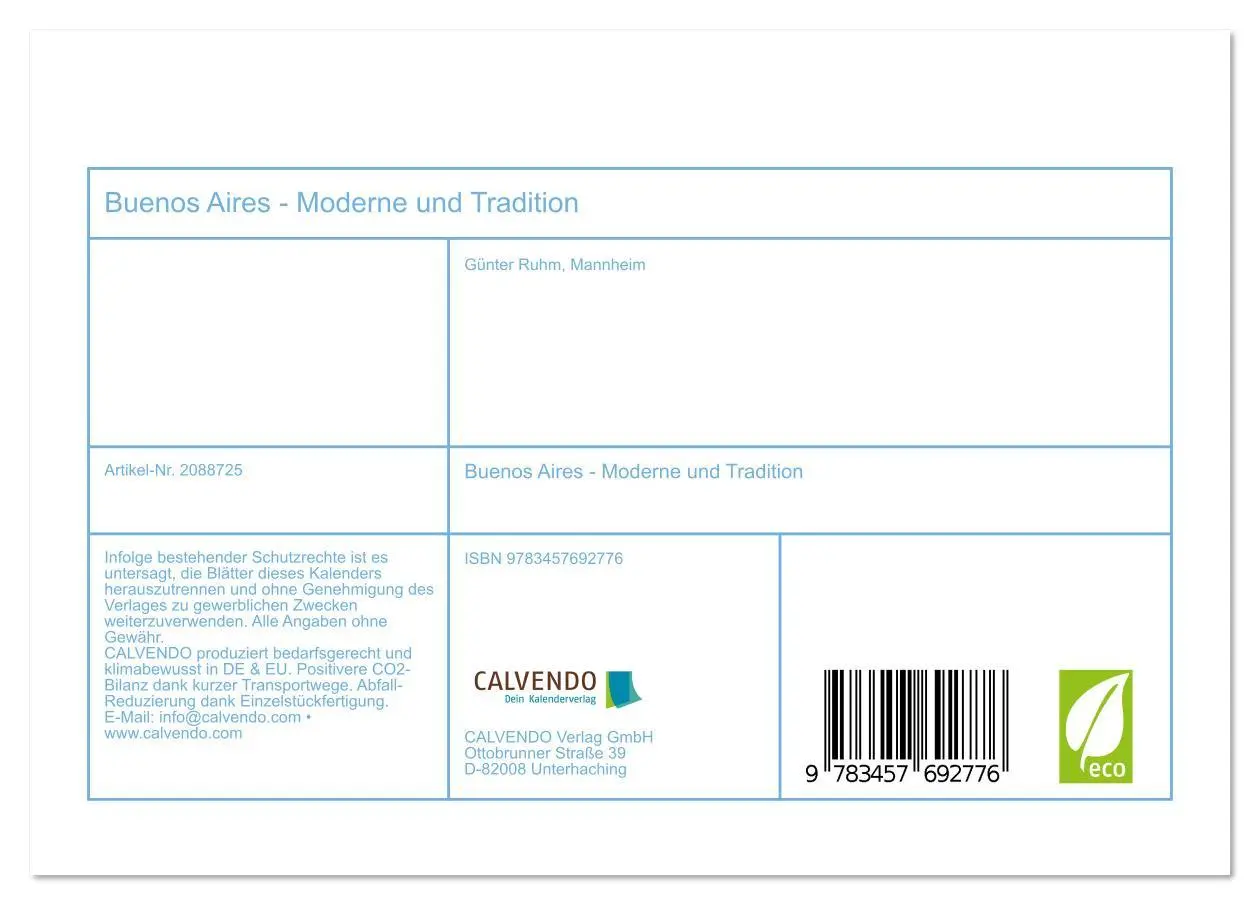 Bild: 9783457692776 | Buenos Aires - Moderne und Tradition (Tischkalender 2026 DIN A5...