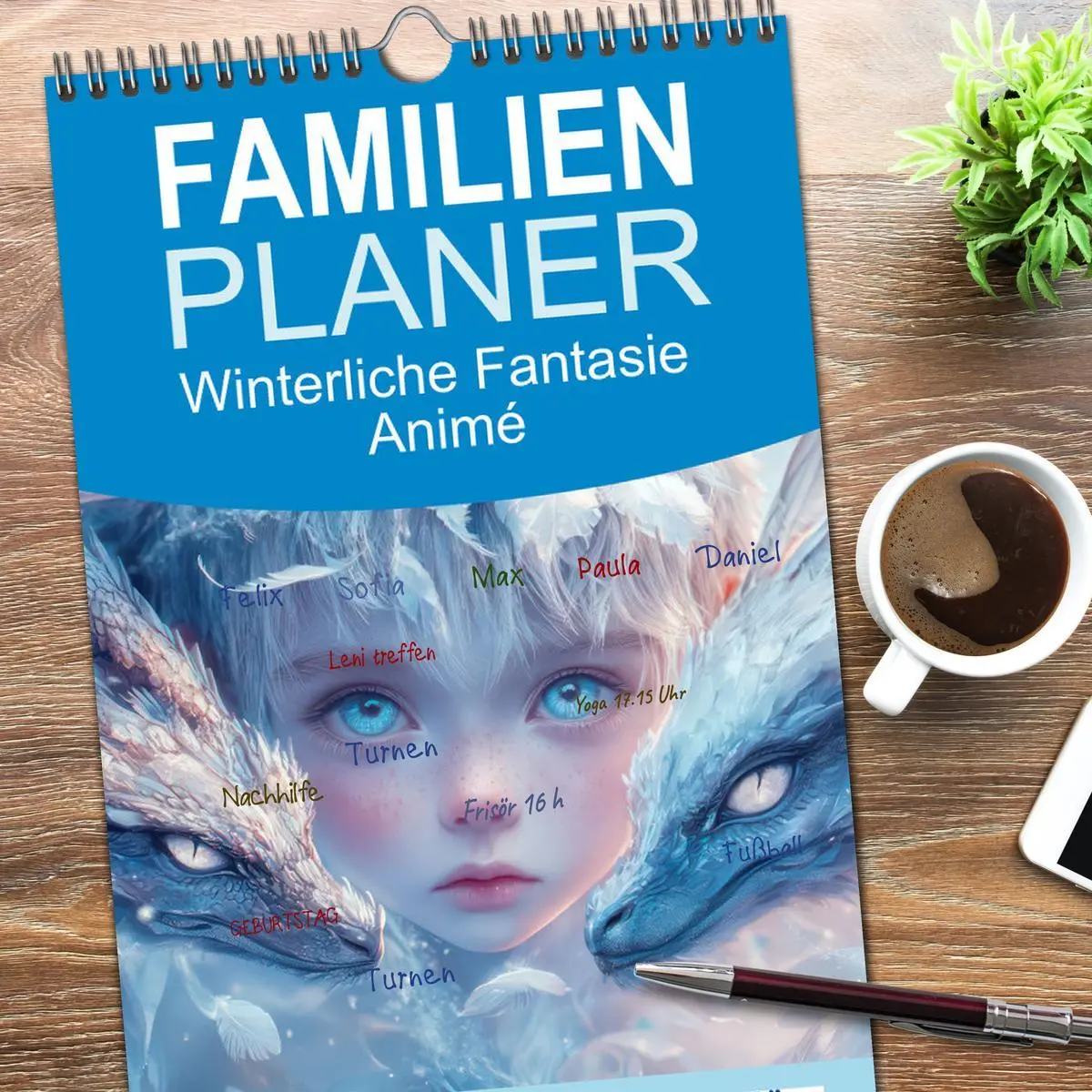 Bild: 9783516612776 | Familienplaner 2026 - Winterliche Fantasie Animé mit 5 Spalten...