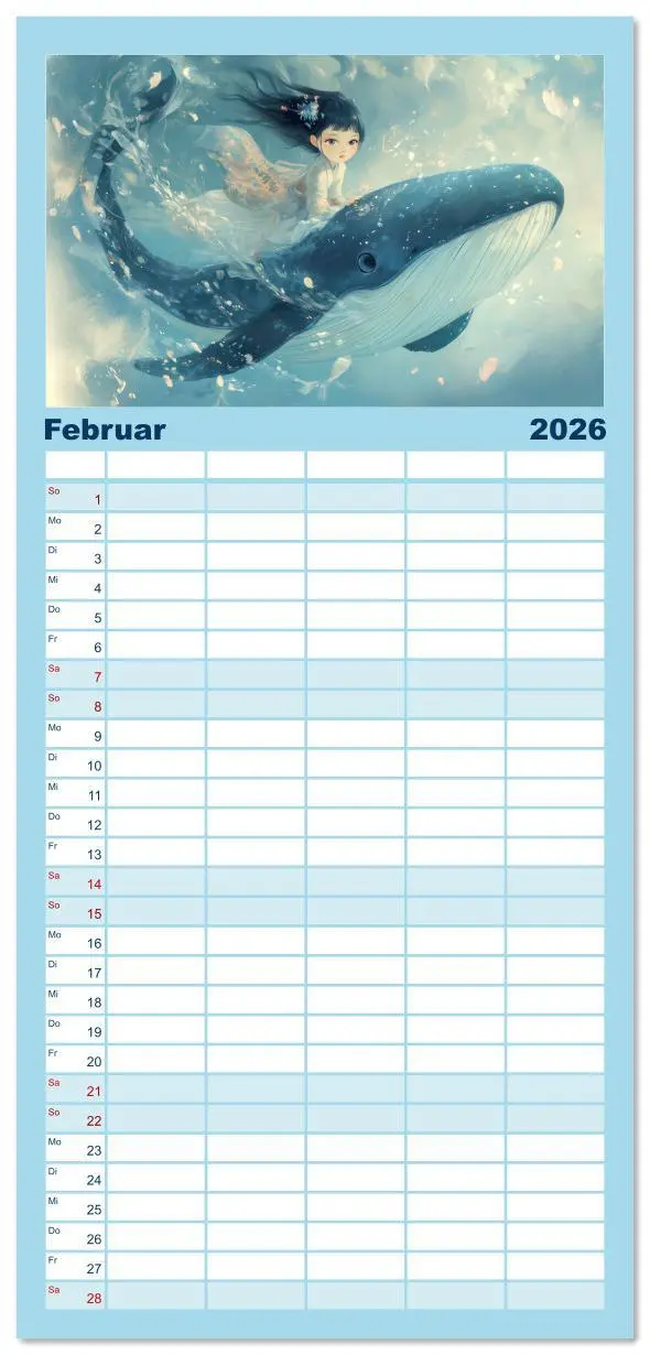 Bild: 9783516612776 | Familienplaner 2026 - Winterliche Fantasie Animé mit 5 Spalten...