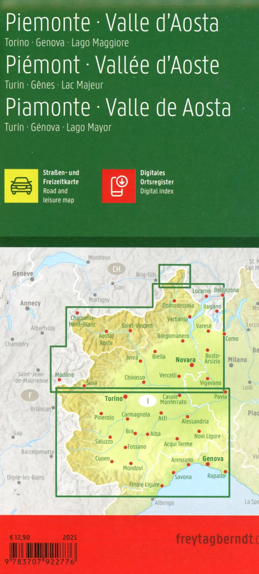 Bild: 9783707922776 | Piemont - Aostatal, Straßen- und Freizeitkarte 1:150.000, freytag &amp;...