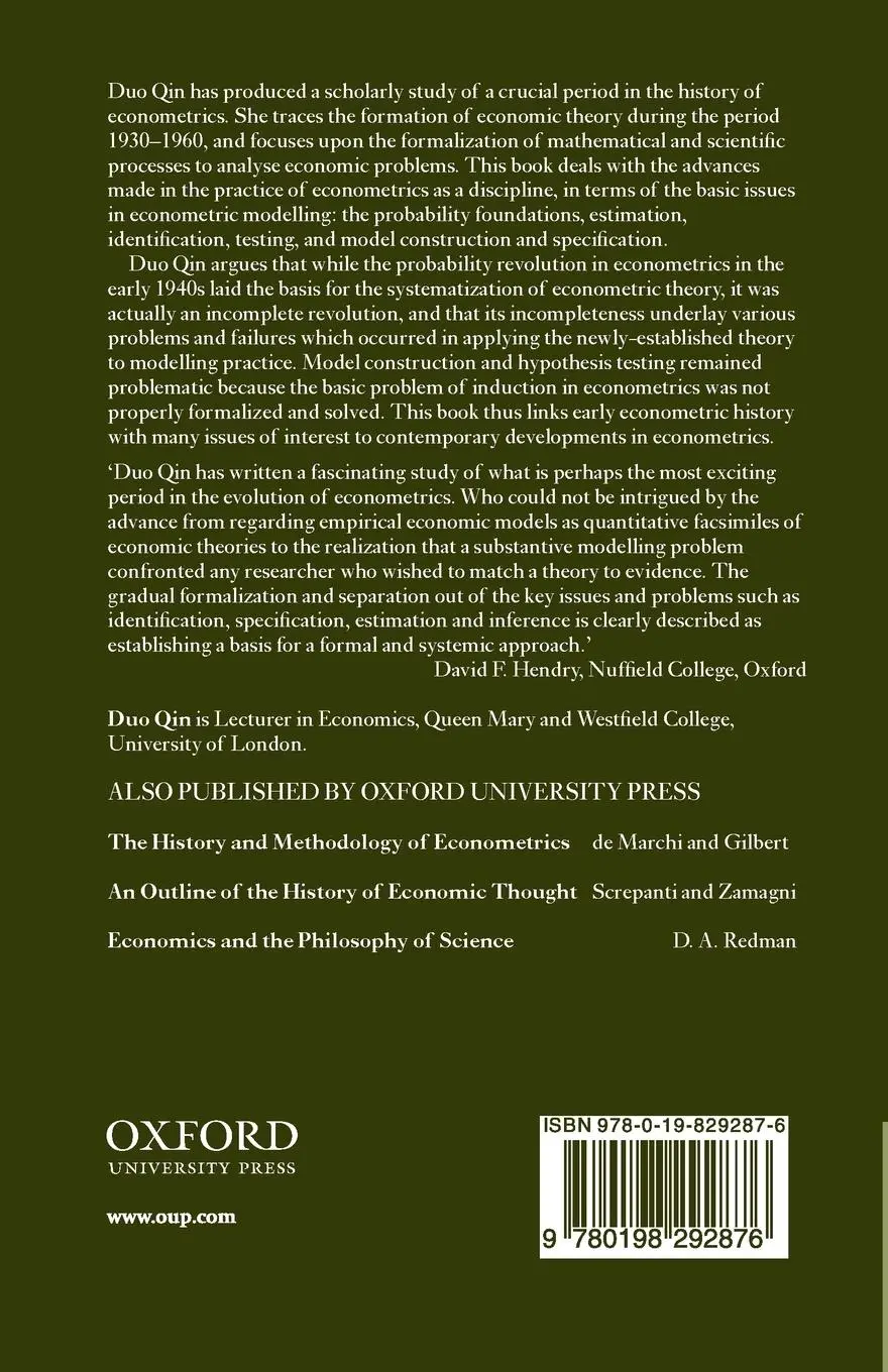 Rückseite: 9780198292876 | The Formation of Econometrics | A Historical Perspective | Duo Qin