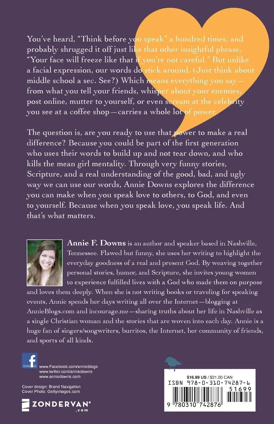 Rückseite: 9780310742876 | Speak Love | Making Your Words Matter | Annie F. Downs | Taschenbuch