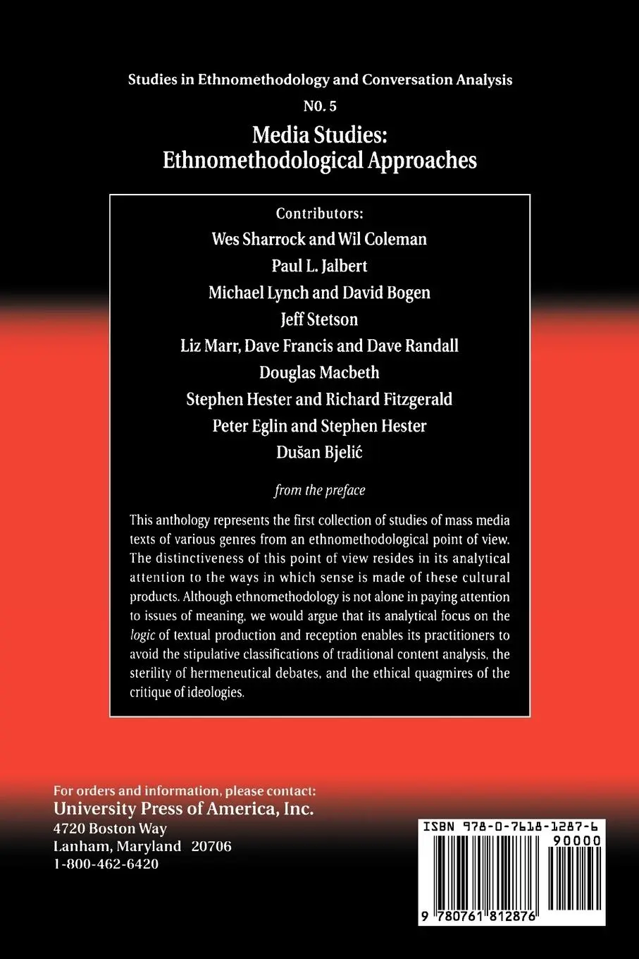 Rückseite: 9780761812876 | Media Studies | Ethnomethodological Approaches | Paul L. Jalbert