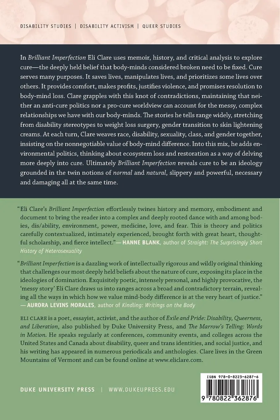 Rückseite: 9780822362876 | Brilliant Imperfection | Grappling with Cure | Eli Clare | Taschenbuch