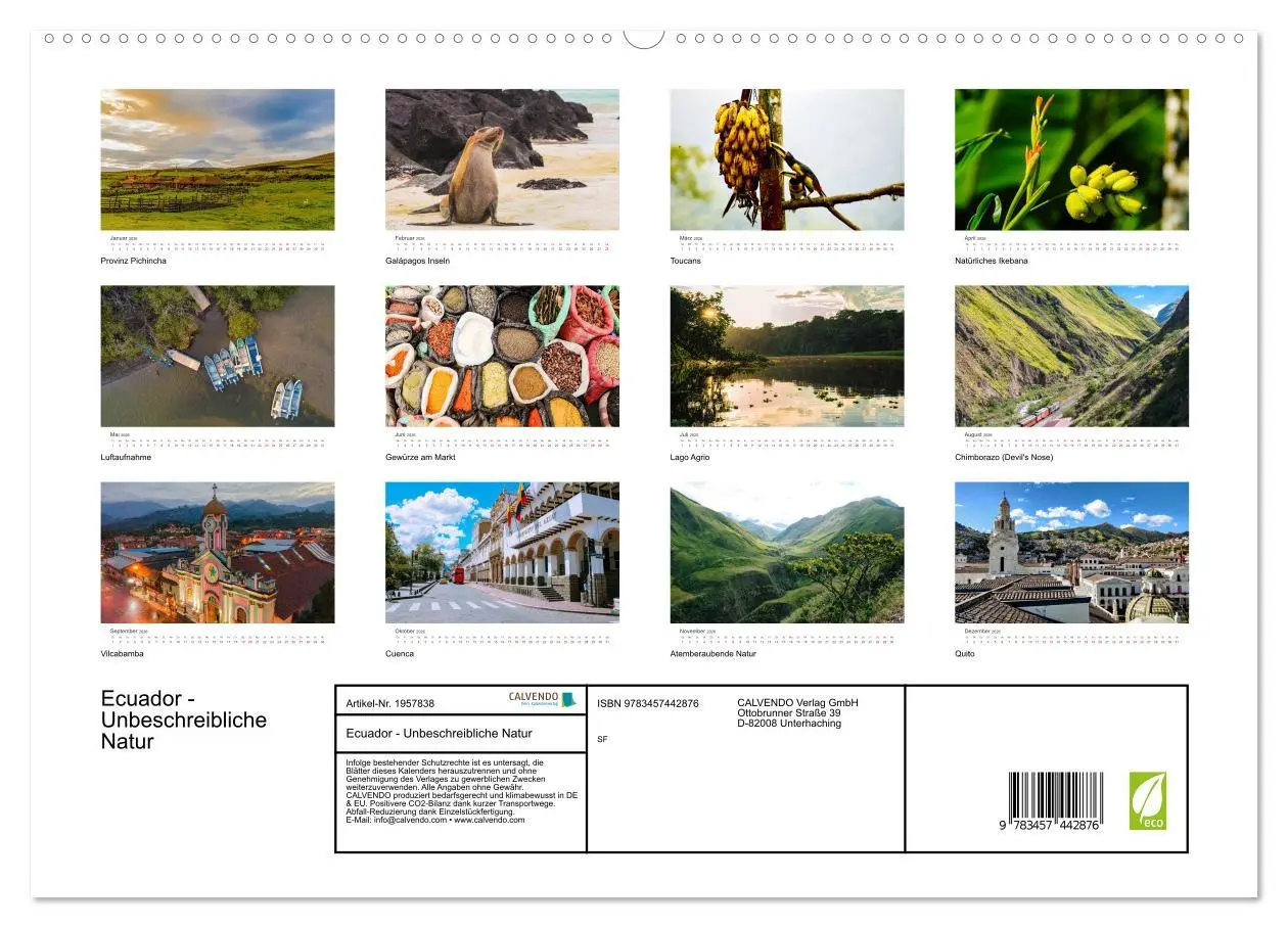 Bild: 9783457442876 | Ecuador - Unbeschreibliche Natur (Wandkalender 2026 DIN A2 quer),...