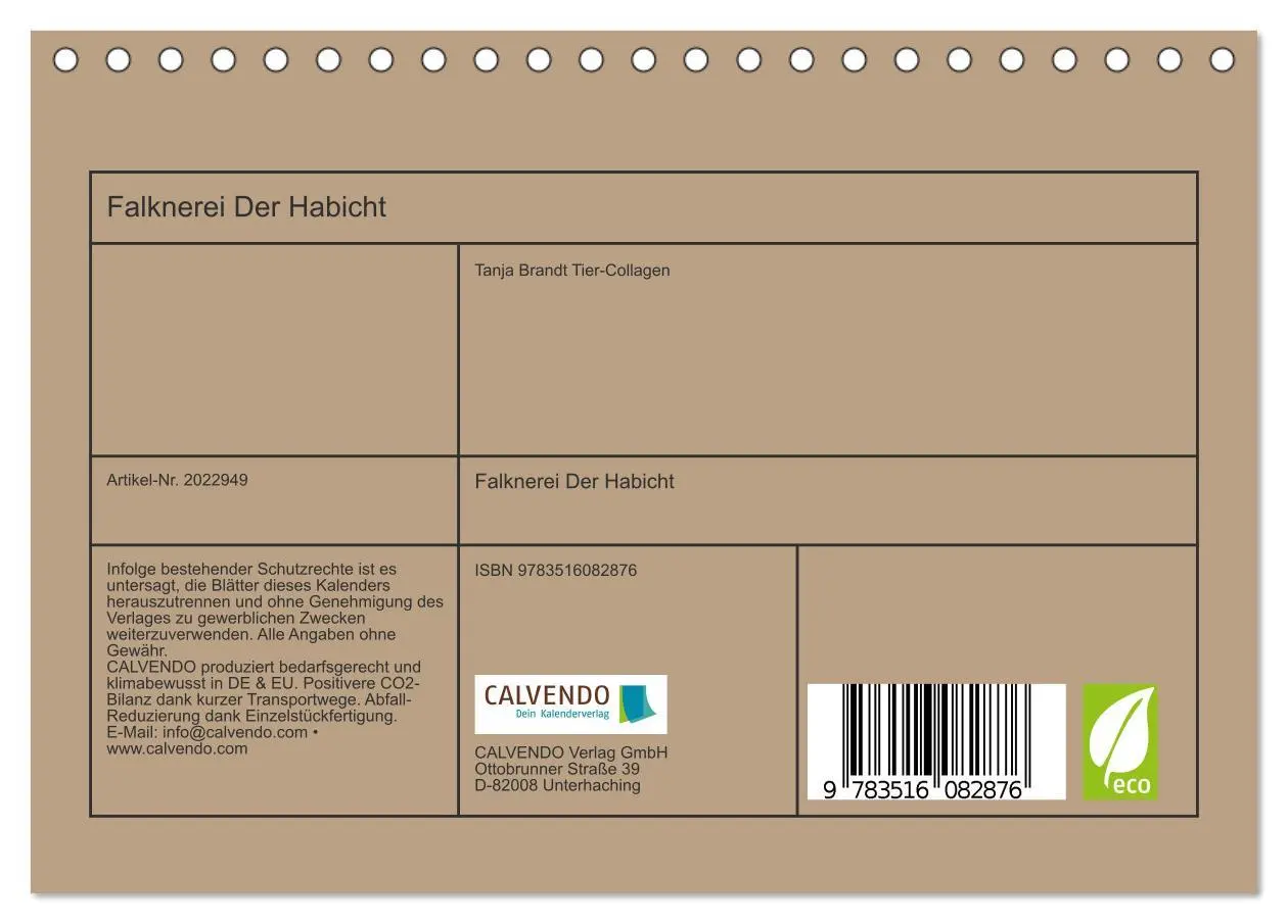 Bild: 9783516082876 | Falknerei Der Habicht (Tischkalender 2026 DIN A5 quer), CALVENDO...
