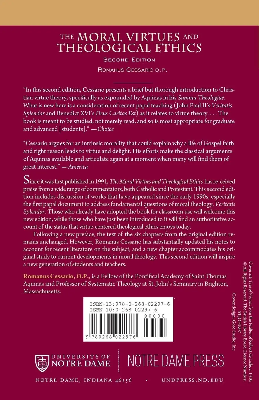 Rückseite: 9780268022976 | The Moral Virtues and Theological Ethics, Second Edition | Cessario