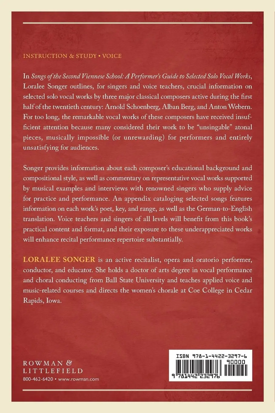 Rückseite: 9781442232976 | Songs of the Second Viennese School | Loralee Songer | Taschenbuch