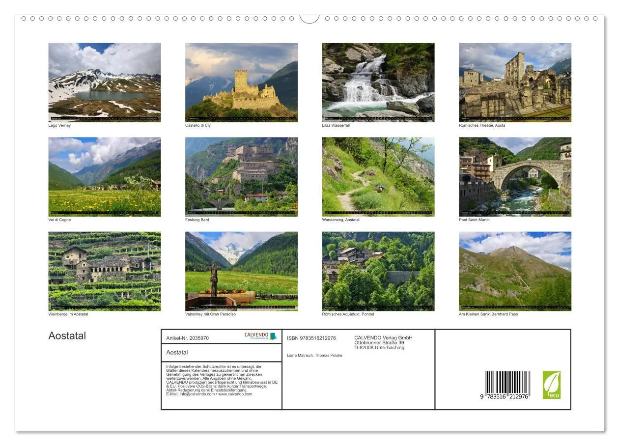 Bild: 9783516212976 | Aostatal (hochwertiger Premium Wandkalender 2026 DIN A2 quer),...