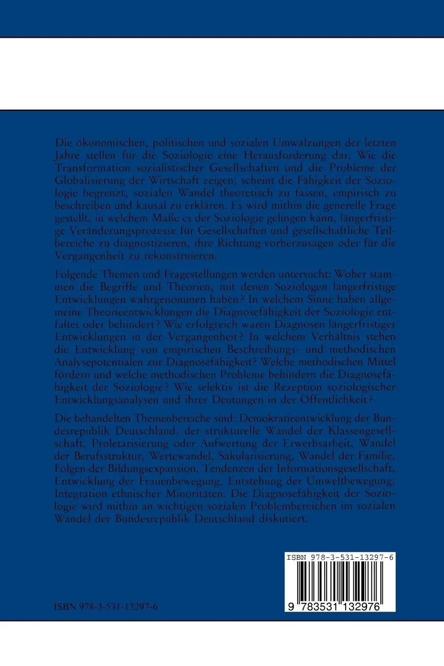 Rückseite: 9783531132976 | Die Diagnosefähigkeit der Soziologie | M. Rainer Lepsius (u. a.)