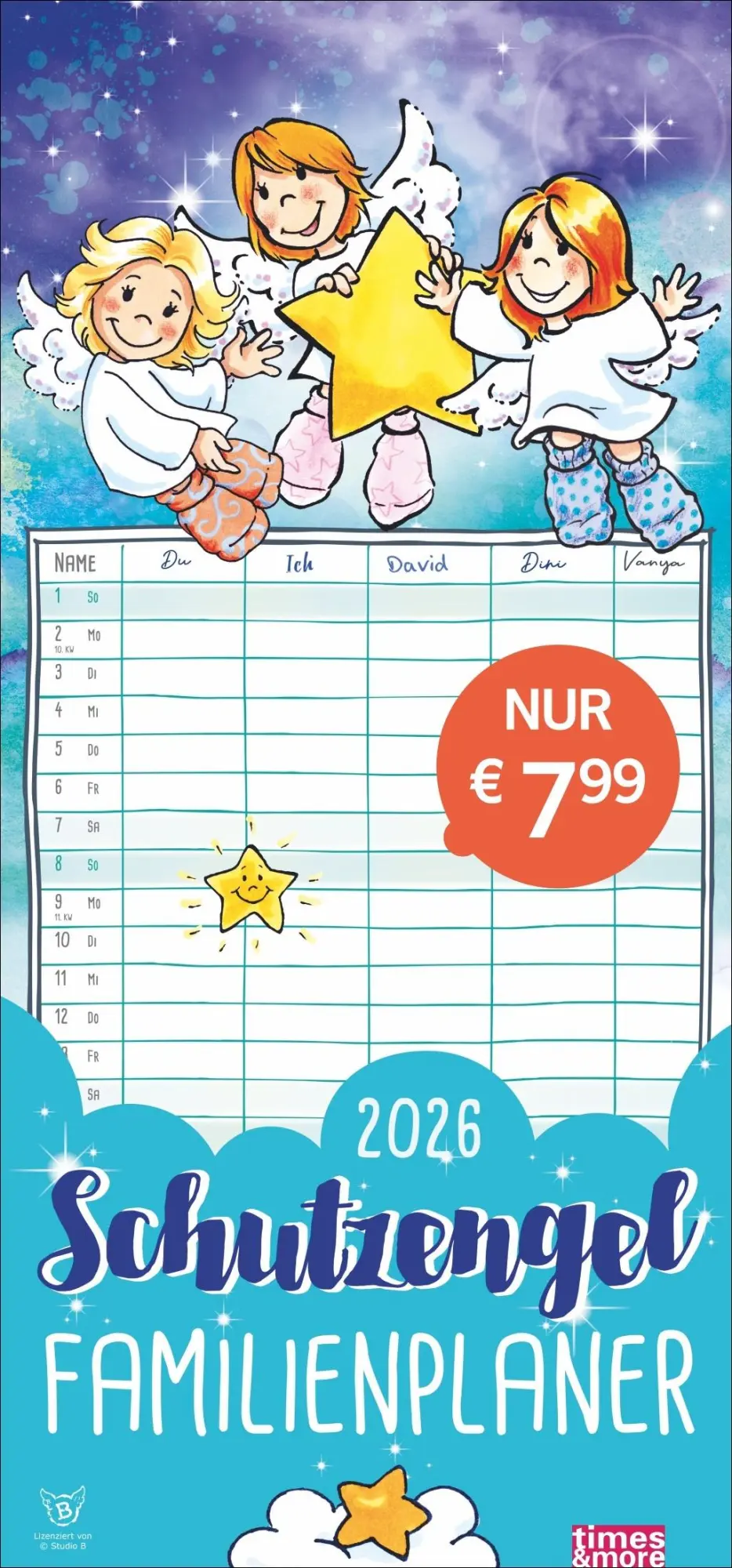 Cover: 9783756412976 | times&amp;more Schutzengel Familienplaner 2026 | Heye | Kalender | 13 S.