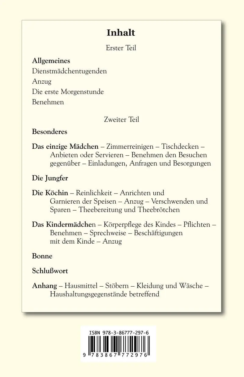 Bild: 9783867772976 | Das feine Dienstmädchen wie es sein soll. 1892 | Isa von der Lütt
