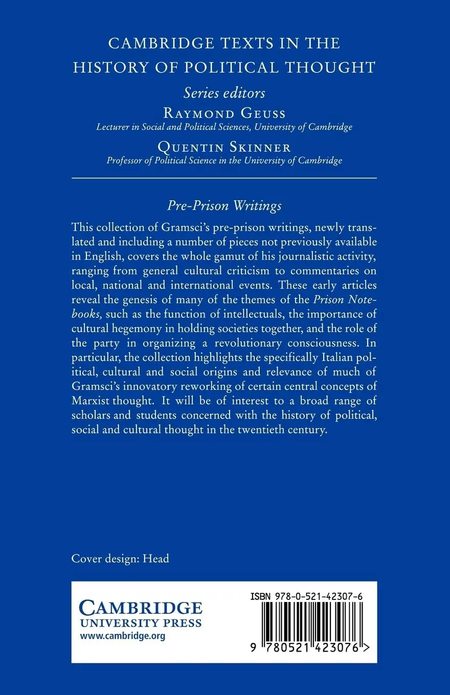 Rückseite: 9780521423076 | Gramsci | Pre-Prison Writings | Antonio Fo Gramsci (u. a.) | Buch