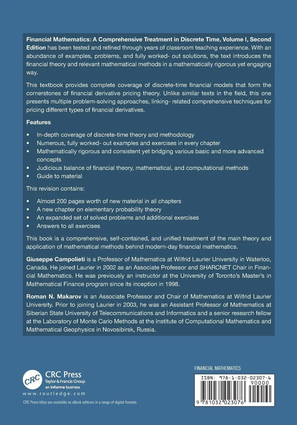 Rückseite: 9781032023076 | Financial Mathematics | A Comprehensive Treatment in Discrete Time