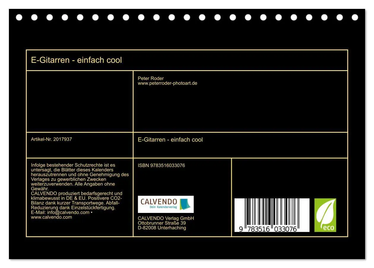 Bild: 9783516033076 | E-Gitarren - einfach cool (Tischkalender 2026 DIN A5 quer),...