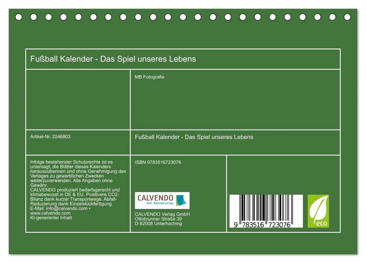 Bild: 9783516723076 | Fußball Kalender - Das Spiel unseres Lebens (Tischkalender 2026 DIN...